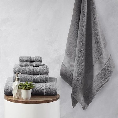 Madison Park Charcoal 100 Percent Cotton Towel Set, 6 Piece MPS73-470